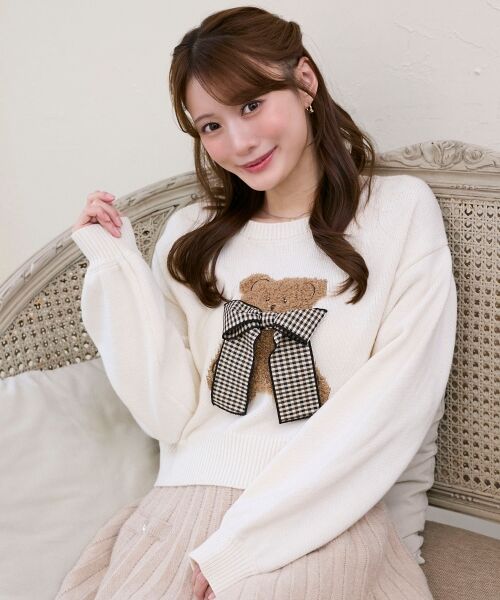 MAJESTIC LEGON / マジェスティックレゴン ニット・セーター | リボン付きくまちゃんニット | 詳細1