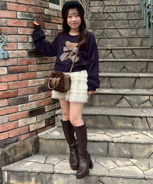 MAJESTIC LEGON / マジェスティックレゴン ニット・セーター | リボン付きくまちゃんニット | 詳細30