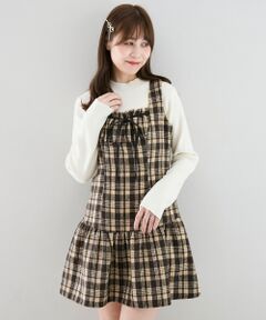 MAJESTIC LEGON / マジェスティックレゴン ミニ丈・ひざ丈ワンピース | フロントリボンチェックミニジャンスカ