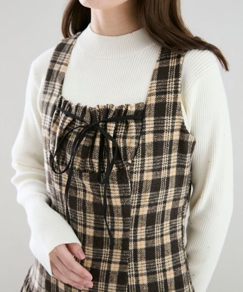 MAJESTIC LEGON / マジェスティックレゴン ミニ丈・ひざ丈ワンピース | フロントリボンチェックミニジャンスカ | 詳細14