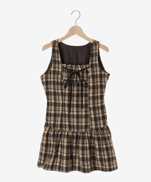 MAJESTIC LEGON / マジェスティックレゴン ミニ丈・ひざ丈ワンピース | フロントリボンチェックミニジャンスカ | 詳細16
