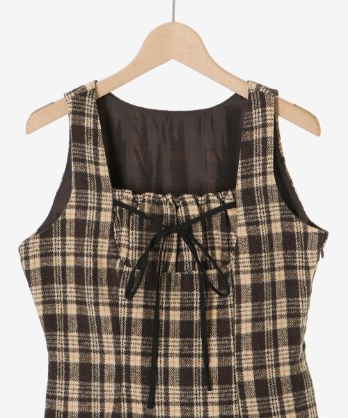 MAJESTIC LEGON / マジェスティックレゴン ミニ丈・ひざ丈ワンピース | フロントリボンチェックミニジャンスカ | 詳細18