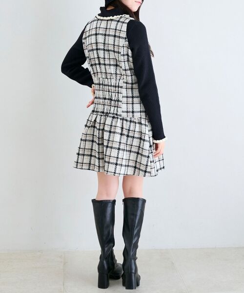 MAJESTIC LEGON / マジェスティックレゴン ミニ丈・ひざ丈ワンピース | フロントリボンチェックミニジャンスカ | 詳細3