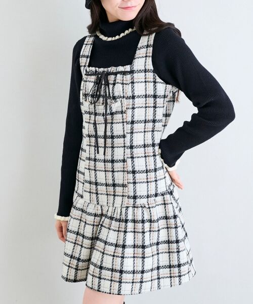 MAJESTIC LEGON / マジェスティックレゴン ミニ丈・ひざ丈ワンピース | フロントリボンチェックミニジャンスカ | 詳細5