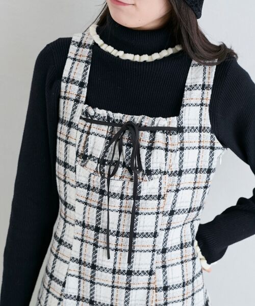 MAJESTIC LEGON / マジェスティックレゴン ミニ丈・ひざ丈ワンピース | フロントリボンチェックミニジャンスカ | 詳細7