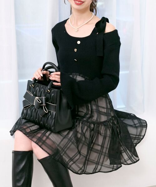 MAJESTIC LEGON / マジェスティックレゴン ミニ丈・ひざ丈ワンピース | ショルダーリボンコルセットミニワンピ | 詳細19