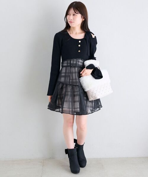 MAJESTIC LEGON / マジェスティックレゴン ミニ丈・ひざ丈ワンピース | ショルダーリボンコルセットミニワンピ | 詳細20