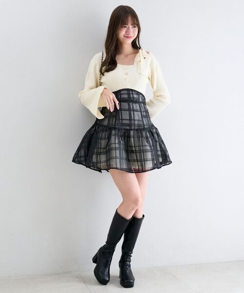 MAJESTIC LEGON / マジェスティックレゴン ミニ丈・ひざ丈ワンピース | ショルダーリボンコルセットミニワンピ | 詳細4