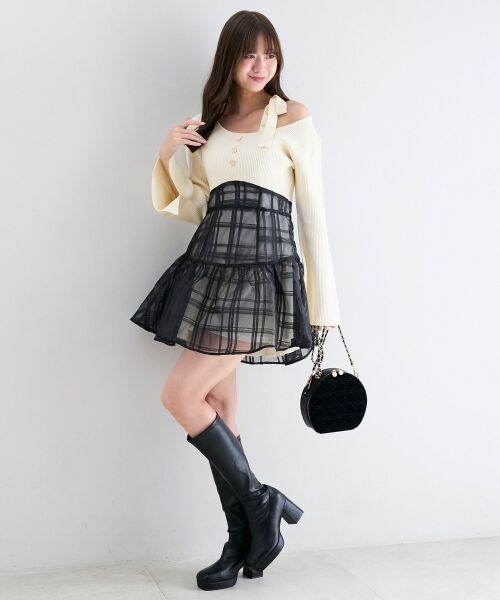 MAJESTIC LEGON / マジェスティックレゴン ミニ丈・ひざ丈ワンピース | ショルダーリボンコルセットミニワンピ | 詳細5