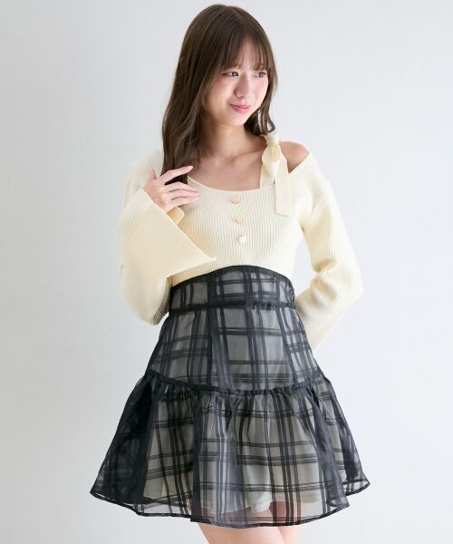 MAJESTIC LEGON / マジェスティックレゴン ミニ丈・ひざ丈ワンピース | ショルダーリボンコルセットミニワンピ | 詳細7