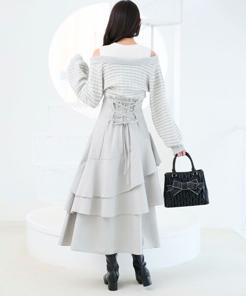 MAJESTIC LEGON / マジェスティックレゴン ミニ丈・ひざ丈ワンピース | ツイードニットドッキングワンピース | 詳細13