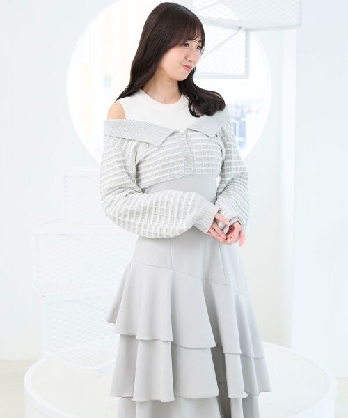 MAJESTIC LEGON / マジェスティックレゴン ミニ丈・ひざ丈ワンピース | ツイードニットドッキングワンピース | 詳細14