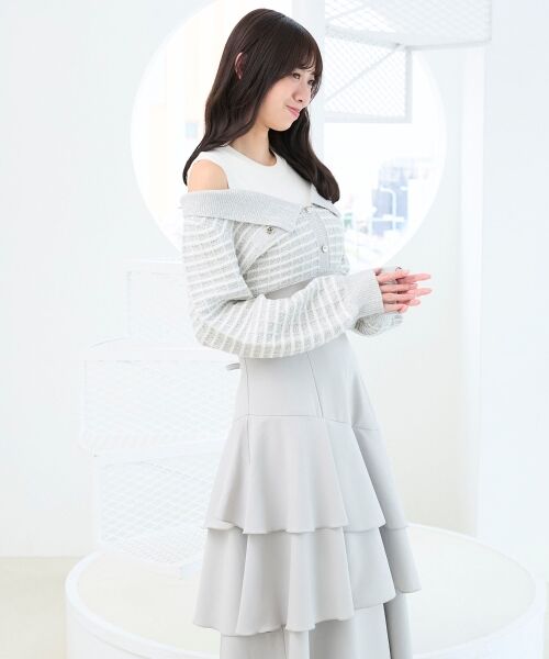 MAJESTIC LEGON / マジェスティックレゴン ミニ丈・ひざ丈ワンピース | ツイードニットドッキングワンピース | 詳細15