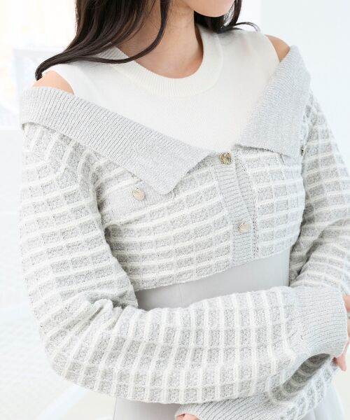 MAJESTIC LEGON / マジェスティックレゴン ミニ丈・ひざ丈ワンピース | ツイードニットドッキングワンピース | 詳細17