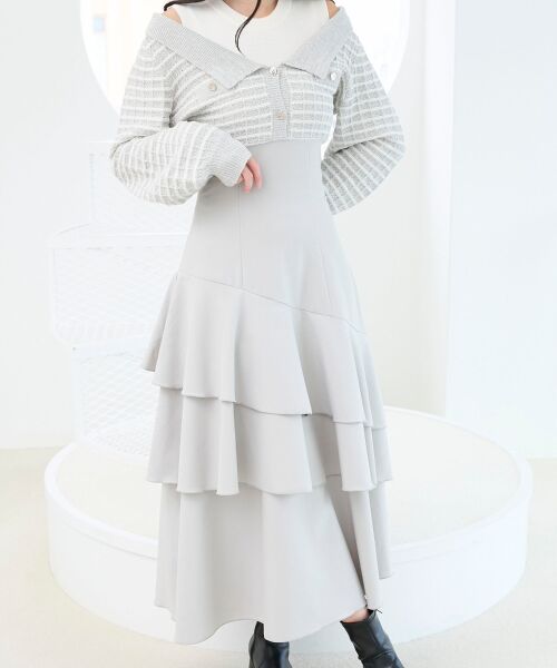 MAJESTIC LEGON / マジェスティックレゴン ミニ丈・ひざ丈ワンピース | ツイードニットドッキングワンピース | 詳細18