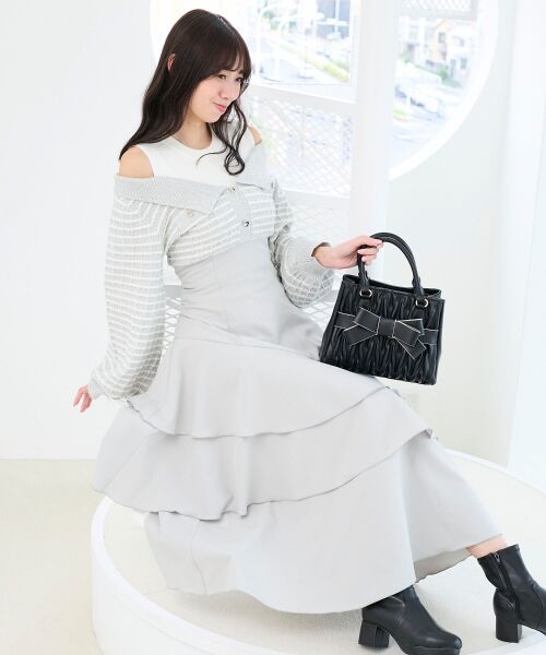 MAJESTIC LEGON / マジェスティックレゴン ミニ丈・ひざ丈ワンピース | ツイードニットドッキングワンピース | 詳細19