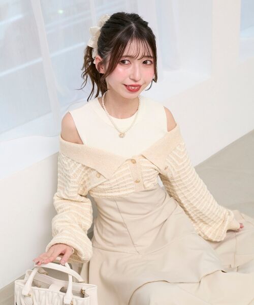 MAJESTIC LEGON / マジェスティックレゴン ミニ丈・ひざ丈ワンピース | ツイードニットドッキングワンピース | 詳細2