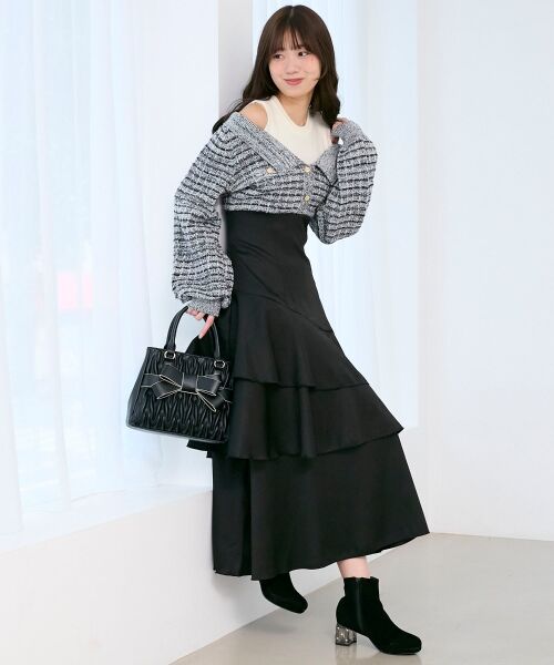 MAJESTIC LEGON / マジェスティックレゴン ミニ丈・ひざ丈ワンピース | ツイードニットドッキングワンピース | 詳細21