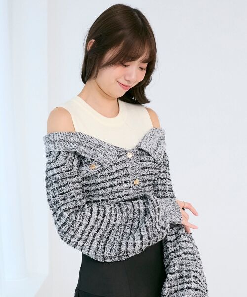 MAJESTIC LEGON / マジェスティックレゴン ミニ丈・ひざ丈ワンピース | ツイードニットドッキングワンピース | 詳細24