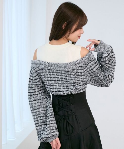 MAJESTIC LEGON / マジェスティックレゴン ミニ丈・ひざ丈ワンピース | ツイードニットドッキングワンピース | 詳細25