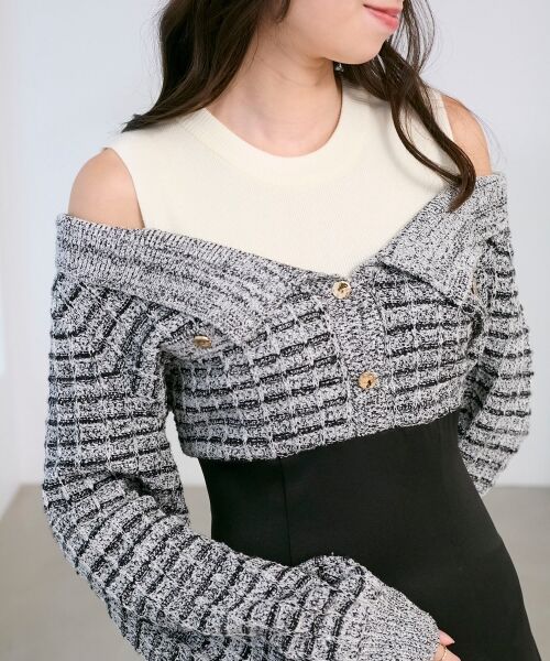 MAJESTIC LEGON / マジェスティックレゴン ミニ丈・ひざ丈ワンピース | ツイードニットドッキングワンピース | 詳細26