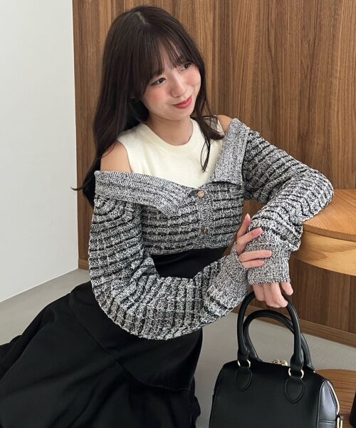 MAJESTIC LEGON / マジェスティックレゴン ミニ丈・ひざ丈ワンピース | ツイードニットドッキングワンピース | 詳細28