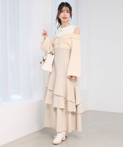 MAJESTIC LEGON / マジェスティックレゴン ミニ丈・ひざ丈ワンピース | ツイードニットドッキングワンピース | 詳細4