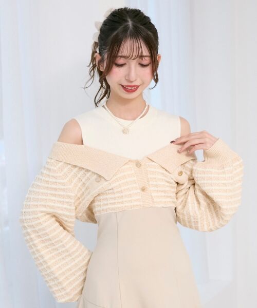 MAJESTIC LEGON / マジェスティックレゴン ミニ丈・ひざ丈ワンピース | ツイードニットドッキングワンピース | 詳細6