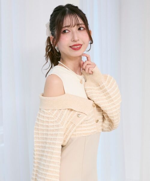 MAJESTIC LEGON / マジェスティックレゴン ミニ丈・ひざ丈ワンピース | ツイードニットドッキングワンピース | 詳細7