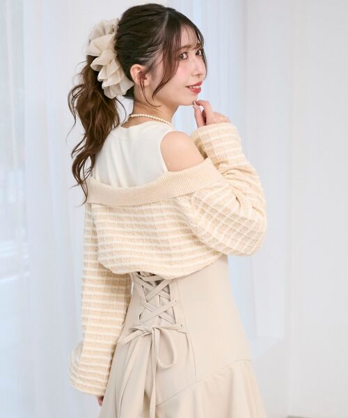 MAJESTIC LEGON / マジェスティックレゴン ミニ丈・ひざ丈ワンピース | ツイードニットドッキングワンピース | 詳細8