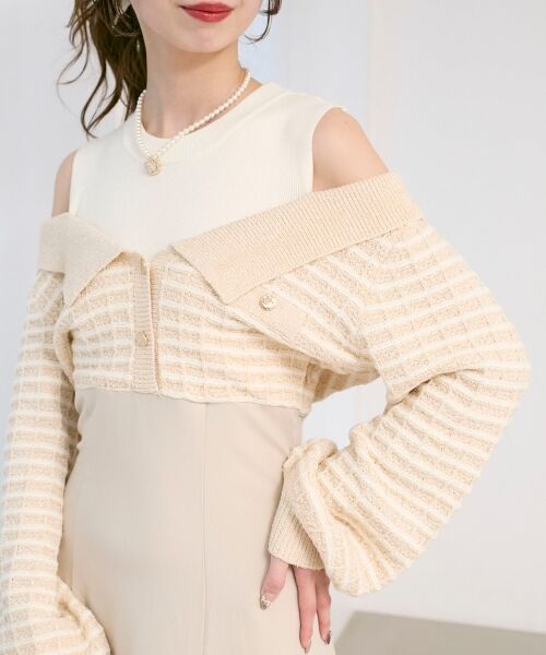 MAJESTIC LEGON / マジェスティックレゴン ミニ丈・ひざ丈ワンピース | ツイードニットドッキングワンピース | 詳細9