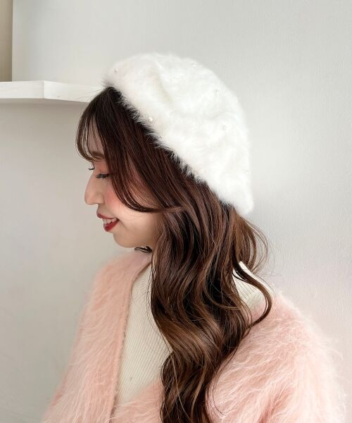 MAJESTIC LEGON / マジェスティックレゴン ハンチング・キャスケット・ベレー帽 | ふわふわパールベレー帽 | 詳細1