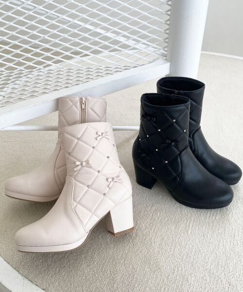 MAJESTIC LEGON / マジェスティックレゴン ブーツ(ショート丈) | キルティングビジューリボンブーツ | 詳細20