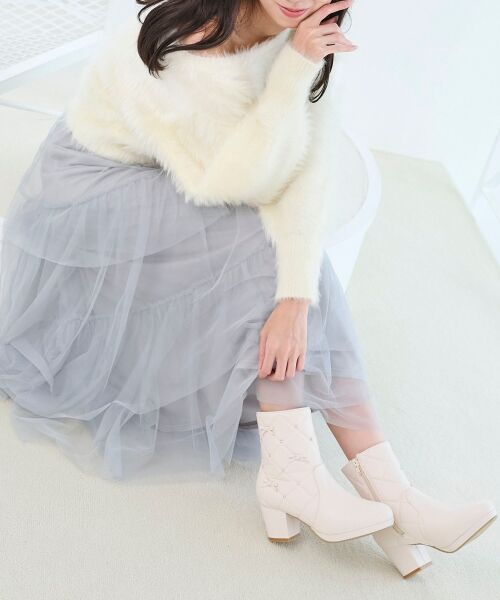 MAJESTIC LEGON / マジェスティックレゴン ブーツ(ショート丈) | キルティングビジューリボンブーツ | 詳細6