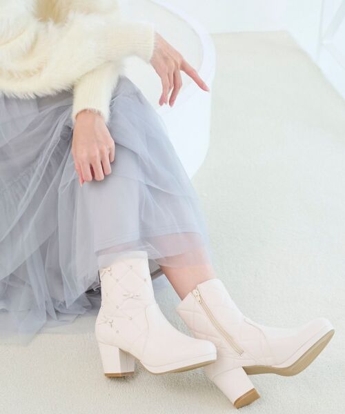 MAJESTIC LEGON / マジェスティックレゴン ブーツ(ショート丈) | キルティングビジューリボンブーツ | 詳細7