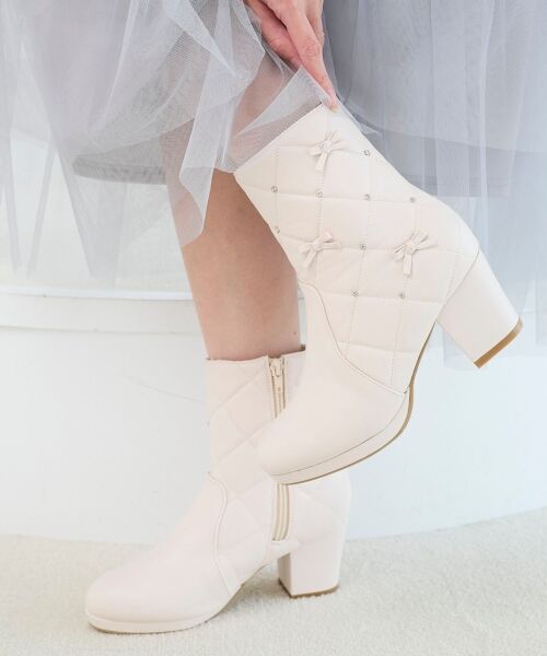 MAJESTIC LEGON / マジェスティックレゴン ブーツ(ショート丈) | キルティングビジューリボンブーツ | 詳細9