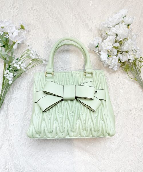 MAJESTIC LEGON / マジェスティックレゴン トートバッグ | クラシカルスクエアリボンバッグ（Ｌ／グリーン）