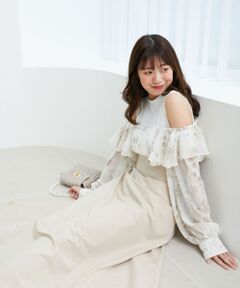 MAJESTIC LEGON / マジェスティックレゴン ミニ丈・ひざ丈ワンピース | ウエストきゅっとフリルワンピース