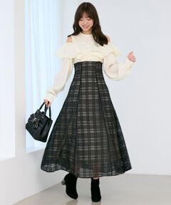 MAJESTIC LEGON / マジェスティックレゴン ミニ丈・ひざ丈ワンピース | ウエストきゅっとフリルワンピース