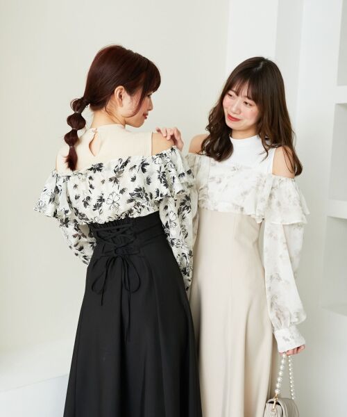 MAJESTIC LEGON / マジェスティックレゴン ミニ丈・ひざ丈ワンピース | ウエストきゅっとフリルワンピース | 詳細11