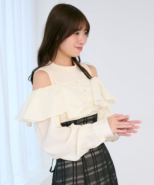 MAJESTIC LEGON / マジェスティックレゴン ミニ丈・ひざ丈ワンピース | ウエストきゅっとフリルワンピース | 詳細7