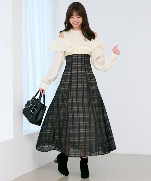 MAJESTIC LEGON / マジェスティックレゴン ミニ丈・ひざ丈ワンピース | ウエストきゅっとフリルワンピース | 詳細3