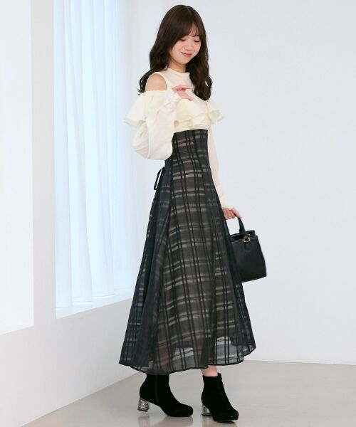 MAJESTIC LEGON / マジェスティックレゴン ミニ丈・ひざ丈ワンピース | ウエストきゅっとフリルワンピース | 詳細4