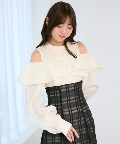 MAJESTIC LEGON / マジェスティックレゴン ミニ丈・ひざ丈ワンピース | ウエストきゅっとフリルワンピース | 詳細6