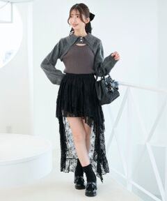 MAJESTIC LEGON / マジェスティックレゴン ミニ・ひざ丈スカート | アシメレースミニスカパン