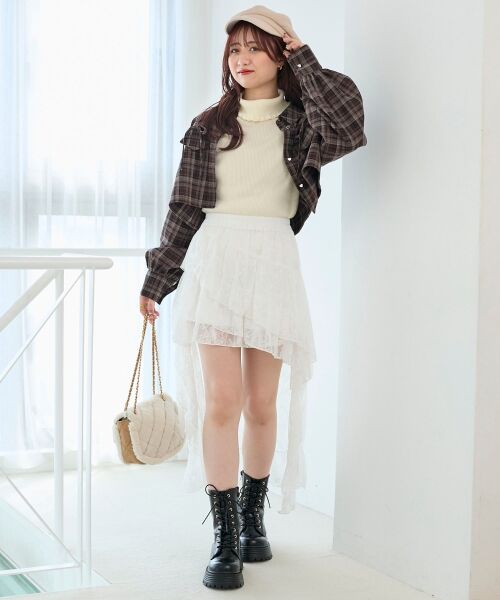 MAJESTIC LEGON / マジェスティックレゴン ミニ・ひざ丈スカート | アシメレースミニスカパン | 詳細1