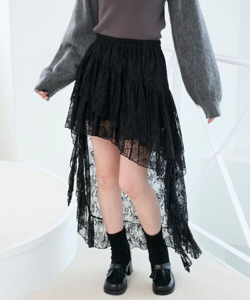 MAJESTIC LEGON / マジェスティックレゴン ミニ・ひざ丈スカート | アシメレースミニスカパン | 詳細10