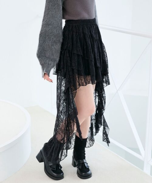 MAJESTIC LEGON / マジェスティックレゴン ミニ・ひざ丈スカート | アシメレースミニスカパン | 詳細11