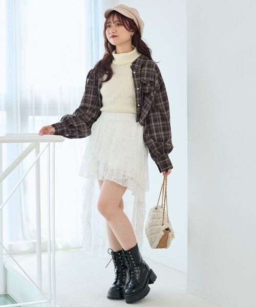 MAJESTIC LEGON / マジェスティックレゴン ミニ・ひざ丈スカート | アシメレースミニスカパン | 詳細2