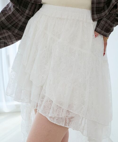 MAJESTIC LEGON / マジェスティックレゴン ミニ・ひざ丈スカート | アシメレースミニスカパン | 詳細6